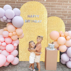 Lofaris Gold Sequin Fitted Arch Backdrop Cover for Wedding Decor