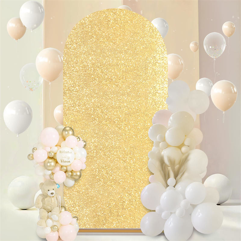 Lofaris Gold Sequin Fitted Arch Backdrop Cover for Wedding Decor