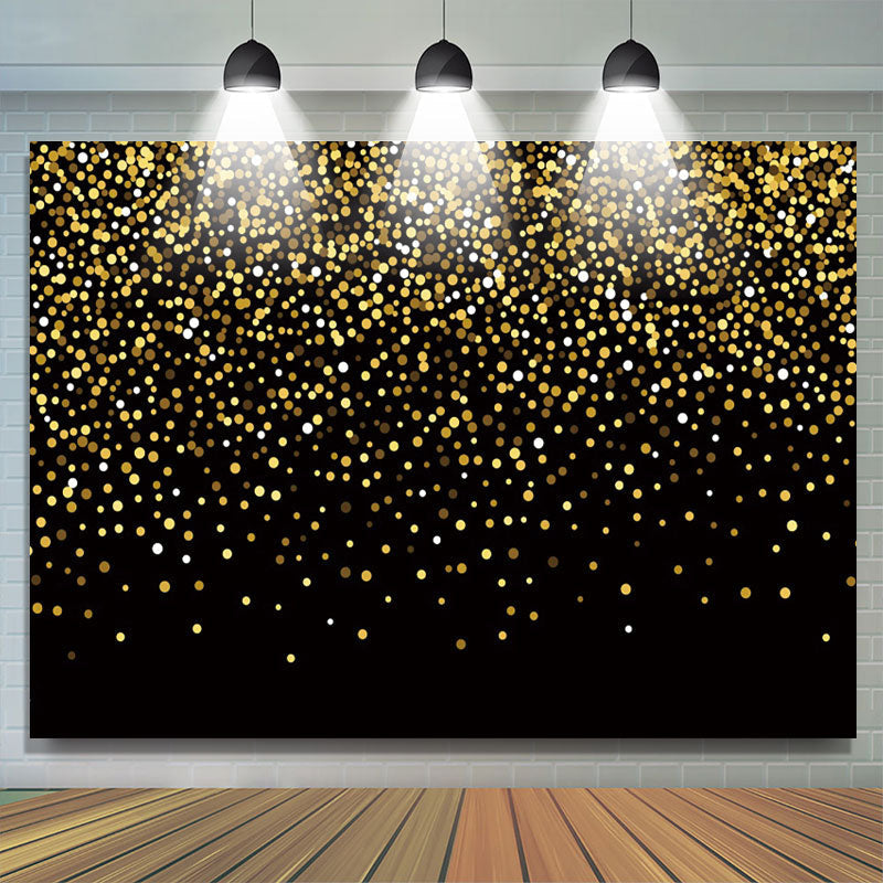 Lofaris Gold Sequin Glitter Black Happy Birthday Backdrop