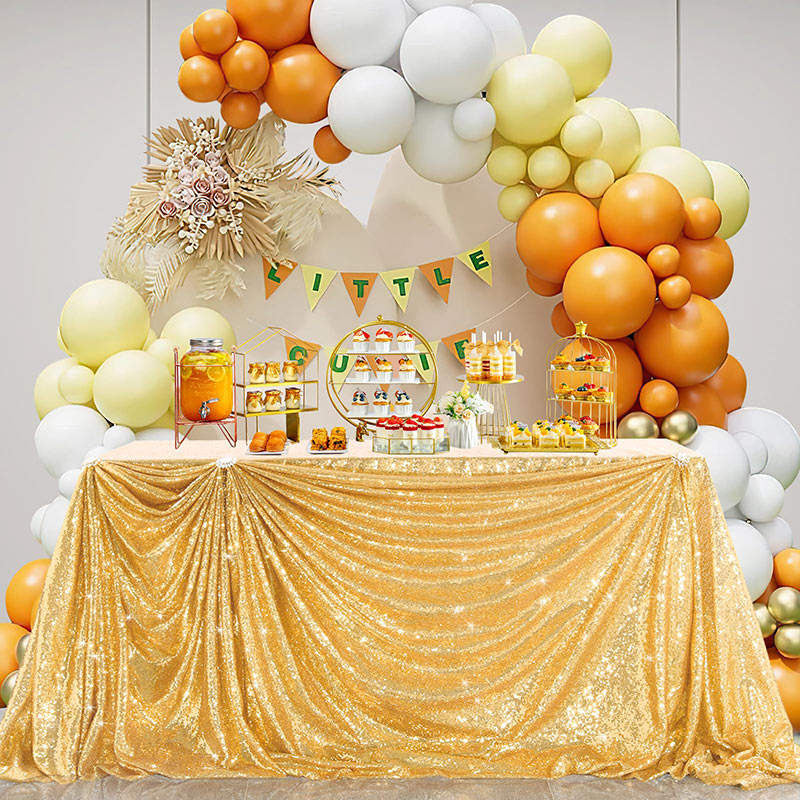 Lofaris Gold Sequin Glitter Rectangle Banquet Tablecloth