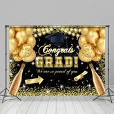 Lofaris Gold Sequins Balloon Champagne Congrats Grad Backdrop