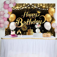 Lofaris Gold Shiny Balloon Cake Birthday Party Backdrop