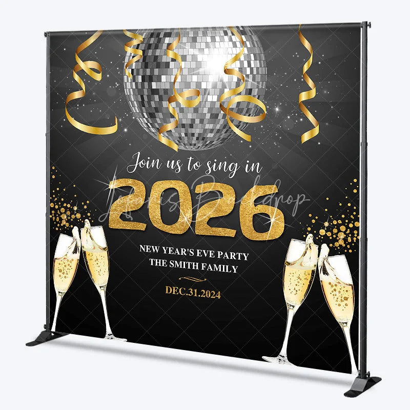 Lofaris Gold Silver Disco Ball Custom Name New Year Backdrop