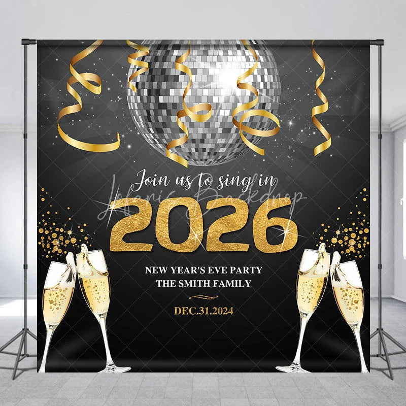Lofaris Gold Silver Disco Ball Custom Name New Year Backdrop