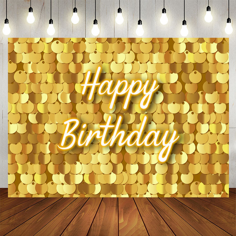 Lofaris Gold Sparkle Sequin Happy Birthday Backdrop For Girl