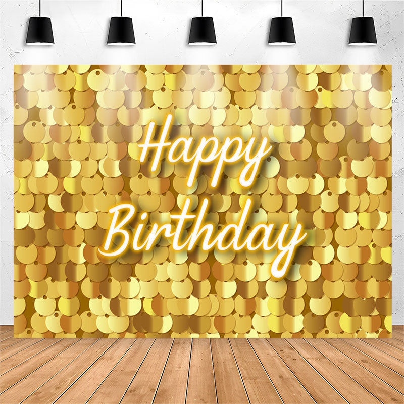 Lofaris Gold Sparkle Sequin Happy Birthday Backdrop For Girl