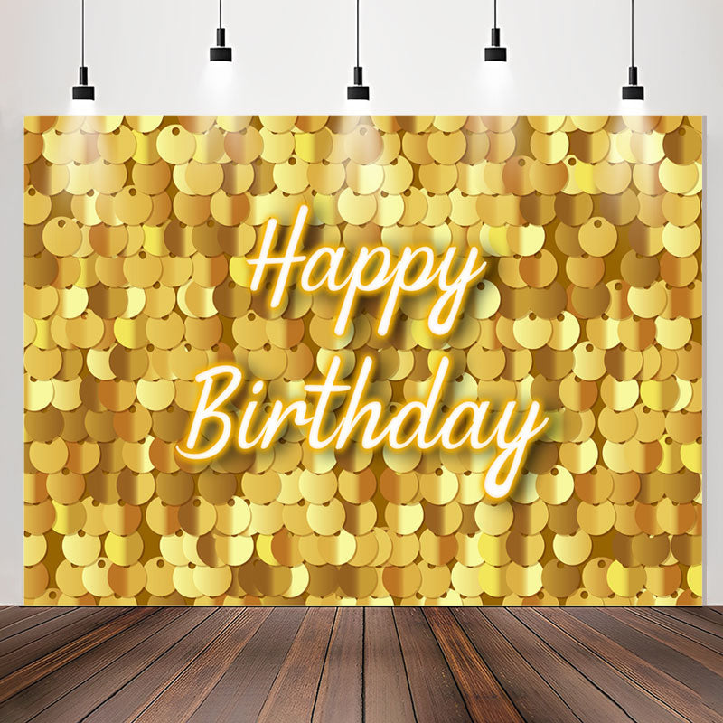 Lofaris Gold Sparkle Sequin Happy Birthday Backdrop For Girl