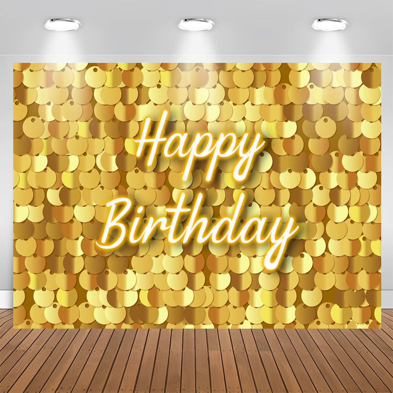 Lofaris Gold Sparkle Sequin Happy Birthday Backdrop For Girl