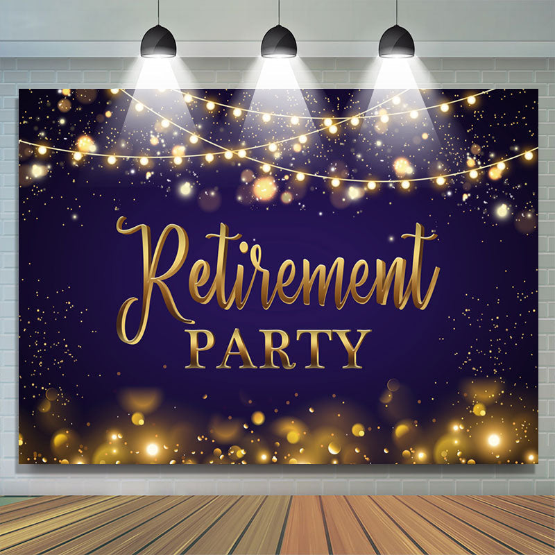 Lofaris Gold Sparkling Bokeh Royal Purple Retirement Backdrop