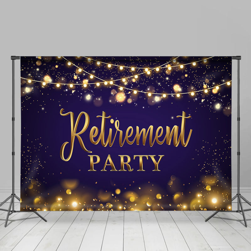 Lofaris Gold Sparkling Bokeh Royal Purple Retirement Backdrop