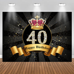 Lofaris Gold Sparkling Crown Black 40th Birthday Backdrop