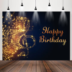 Lofaris Gold Sparkling Music Note Black Birthday Backdrop