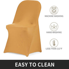 Lofaris Gold Stretch Spandex Banquet Folding Chair Cover