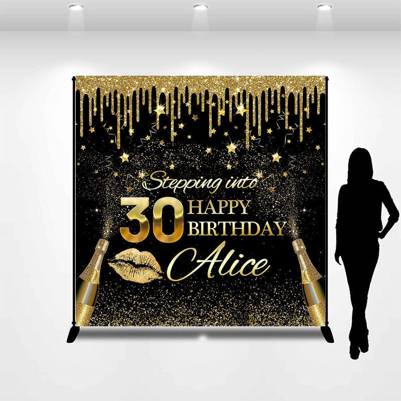Lofaris Gold Tassels Champagne Custom 30Th Birthday Backdrop