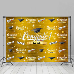 Lofaris Gold Theme Glitter I Did It Congrat Grad Backdrop