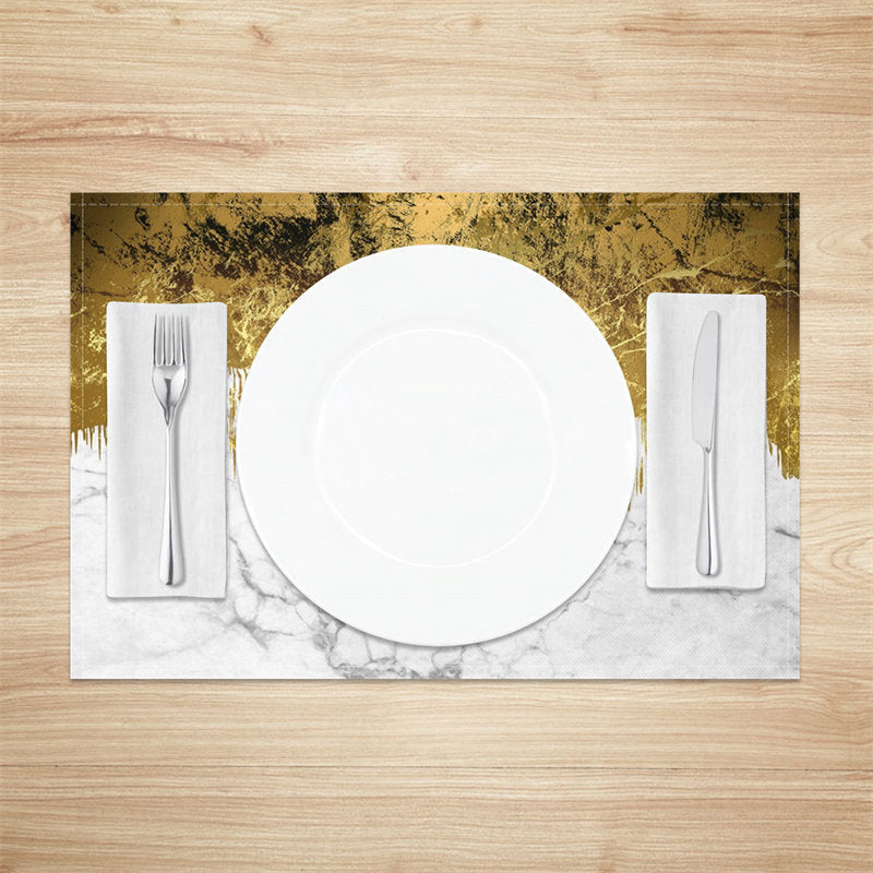 Lofaris Gold White Marble Texture Dining Set Of 4 Placemats