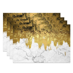 Lofaris Gold White Marble Texture Dining Set Of 4 Placemats