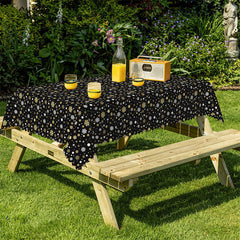 Lofaris Gold White Snowflake Dot Party Rectangle Tablecloth