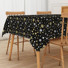 Lofaris Gold White Snowflake Dot Party Rectangle Tablecloth