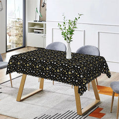 Lofaris Gold White Snowflake Dot Party Rectangle Tablecloth
