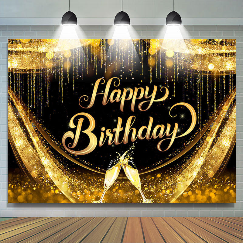 Lofaris Golden Age Champagne Cup Happy Birthday Backdrop