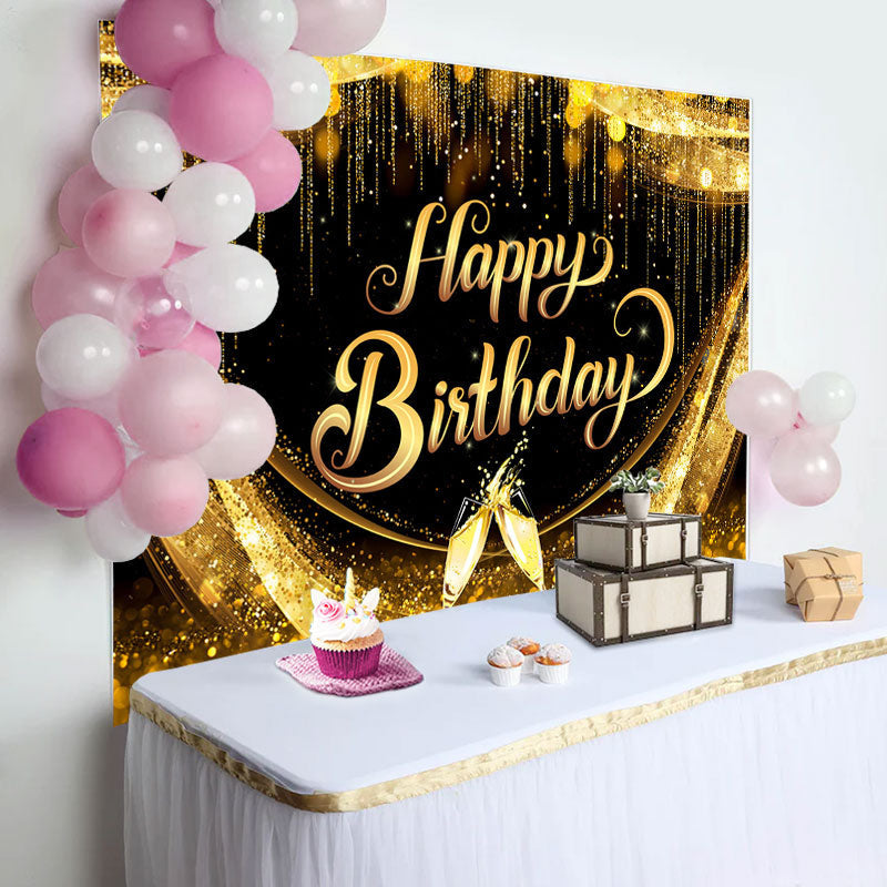 Lofaris Golden Age Champagne Cup Happy Birthday Backdrop