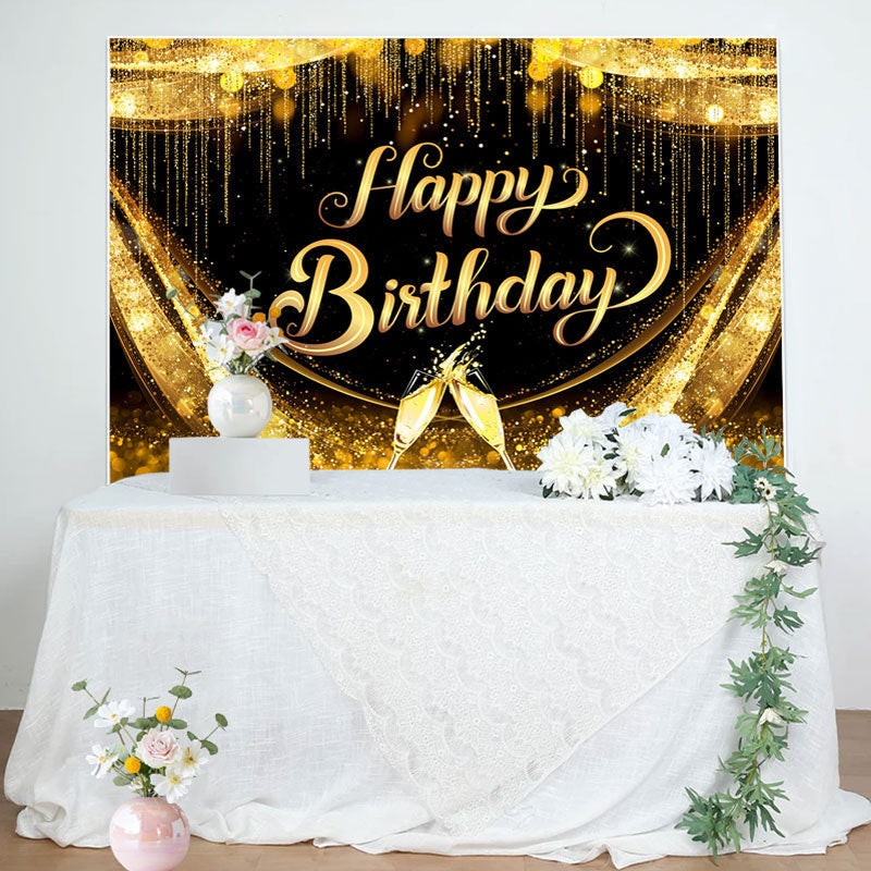Lofaris Golden Age Champagne Cup Happy Birthday Backdrop