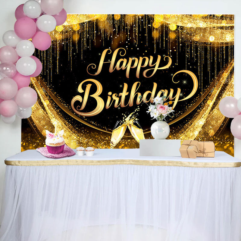 Lofaris Golden Age Champagne Cup Happy Birthday Backdrop