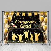 Lofaris Golden Balloon Champagne Glitter Graduation Backdrop