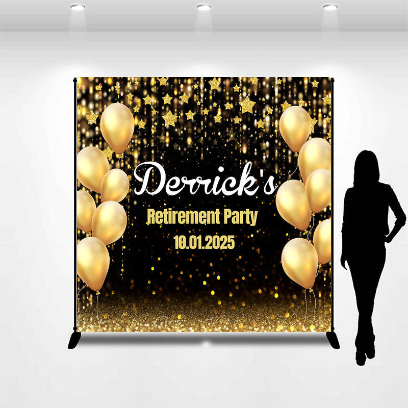 Lofaris Golden Balloon Star Bokeh Custom Retirement Backdrop