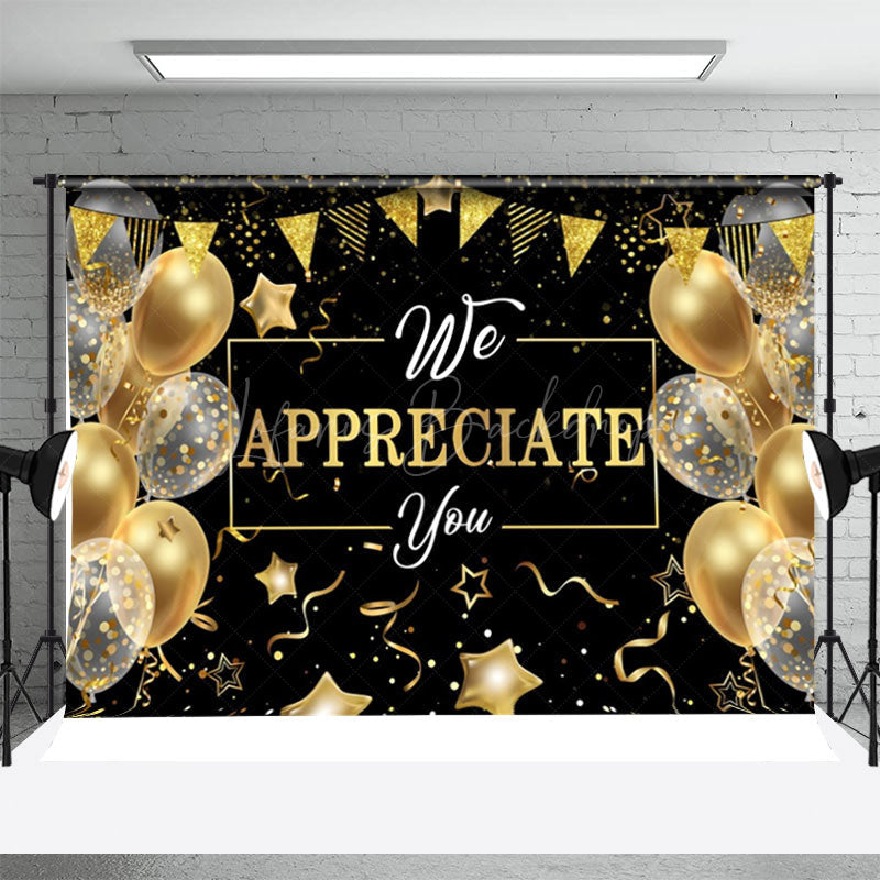 Lofaris Golden Balloons Star Ribbons Retirement Backdrop