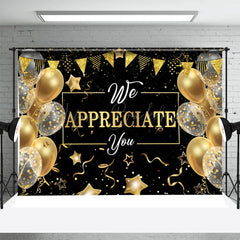 Lofaris Golden Balloons Star Ribbons Retirement Backdrop