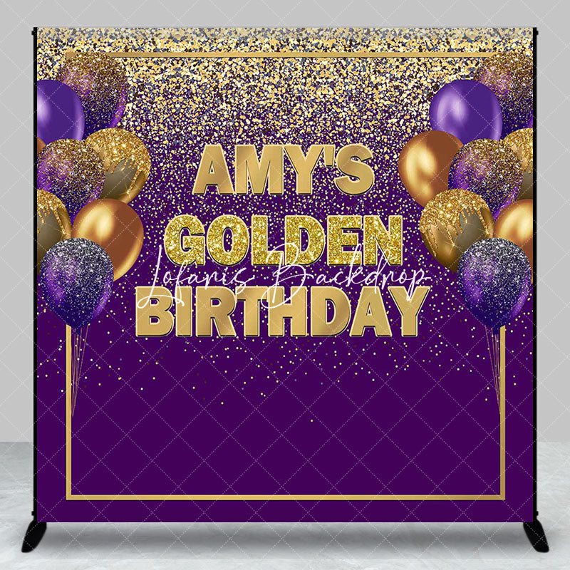 Lofaris Golden Birthday Purple Custom Party Backdrop For Woman