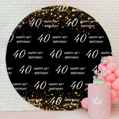 Lofaris Golden Black Happy 40th Birthday Round Backdrop