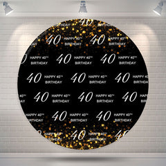 Lofaris Golden Black Happy 40th Birthday Round Backdrop