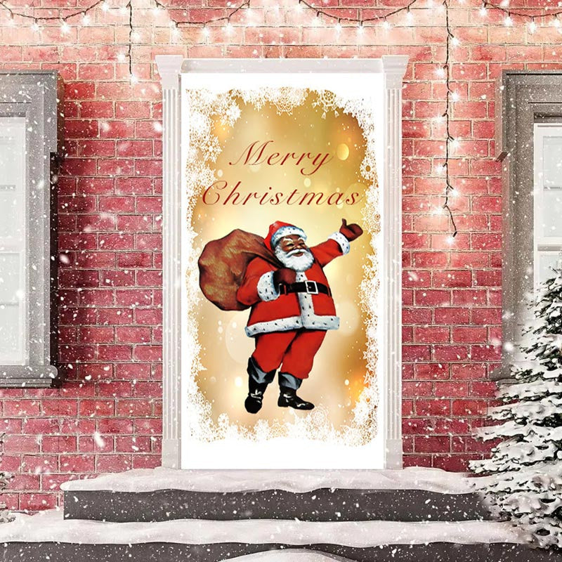 Lofaris Golden Bokeh Santa Gift Baggage Christmas Door Cover