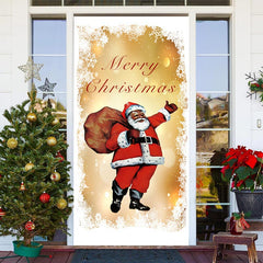 Lofaris Golden Bokeh Santa Gift Baggage Christmas Door Cover