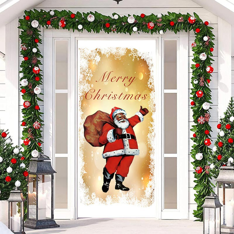 Lofaris Golden Bokeh Santa Gift Baggage Christmas Door Cover