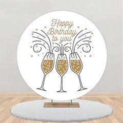 Lofaris Golden Champagne Simple Round Birthday Backdrop