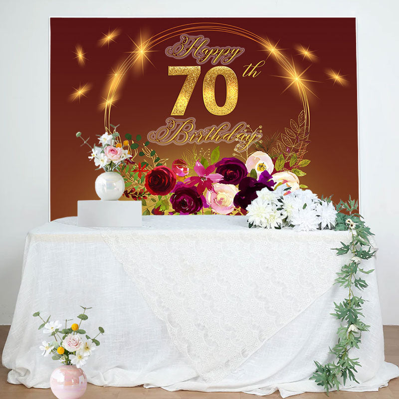 Lofaris Golden Circle Floral Happy 70th Birthday Backdrop