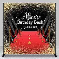 Lofaris Golden Glitter Red Carpet Custom Birthday Backdrop