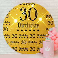 Lofaris Golden Glitter Round 30th Birthday Backdrop Cover