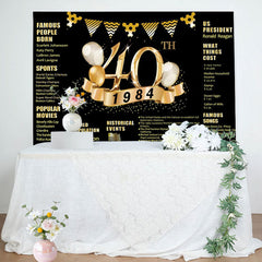 Lofaris Golden legend Balloon Black 40th Birthday Backdrop