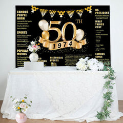 Lofaris Golden legend Balloon Happy 50th Birthday Backdrop
