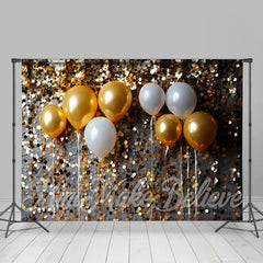 Lofaris Golden Sequin Balloons Christmas Photo Backdrop