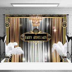 Lofaris Golden Silver Lines Feather Anniversary Backdrop