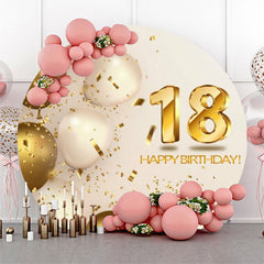Lofaris Golden White Balloon 18th Birthday Round Backdrop