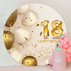 Lofaris Golden White Balloon 18th Birthday Round Backdrop