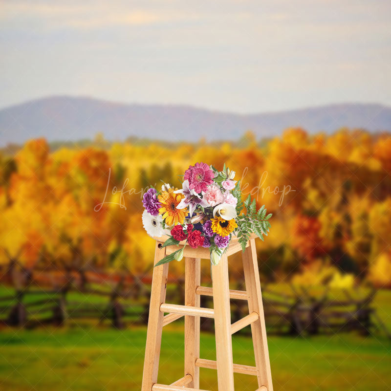 Lofaris Golden Yellow Woods Autumn Outdoor Natural Backdrop