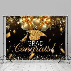 Lofaris Goledn Balloon Ribbon Glitter Graduation Backdrop